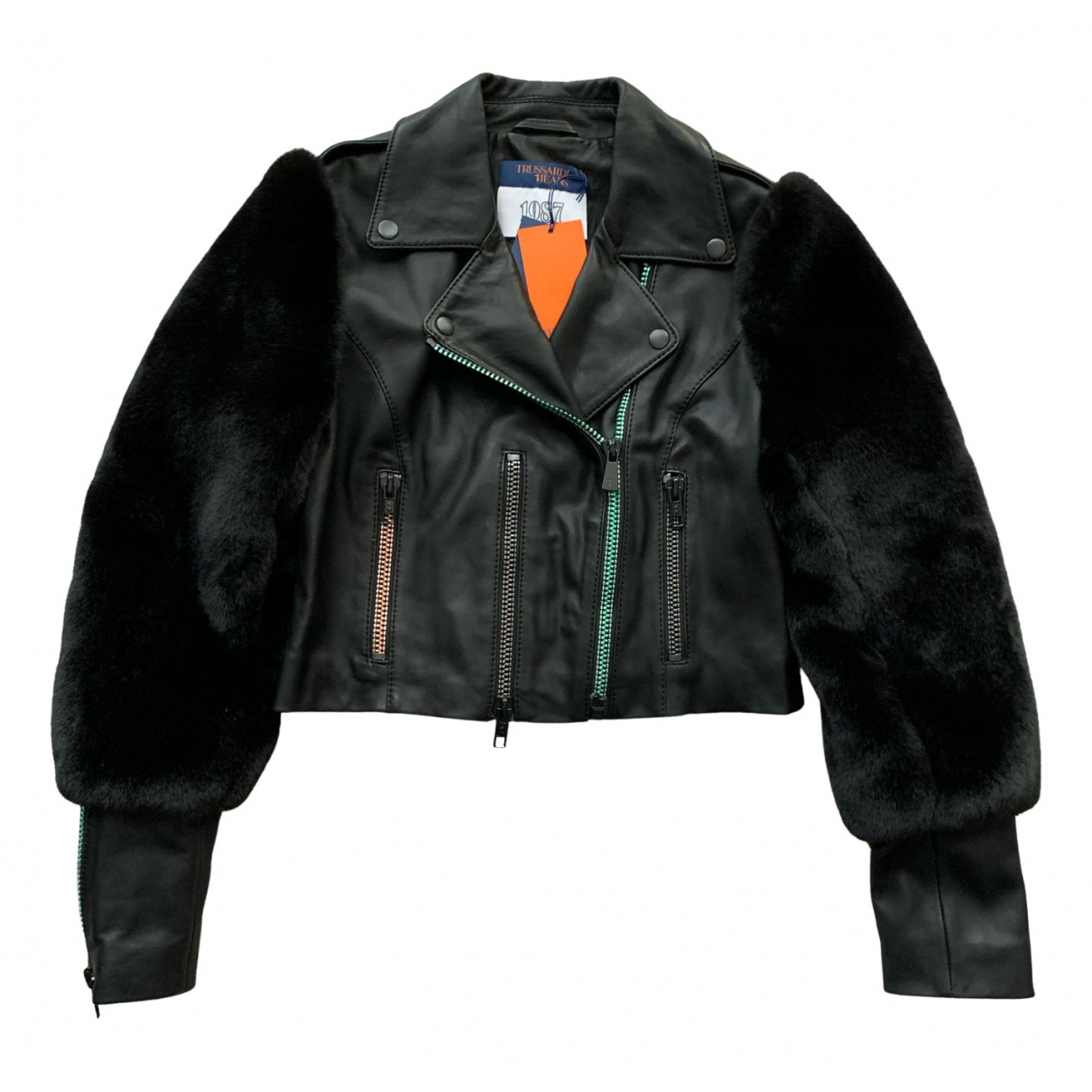 Leather jacket Trussardi Black size 40 